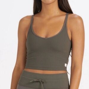Vuori Olive Green Ribbed Tank Top